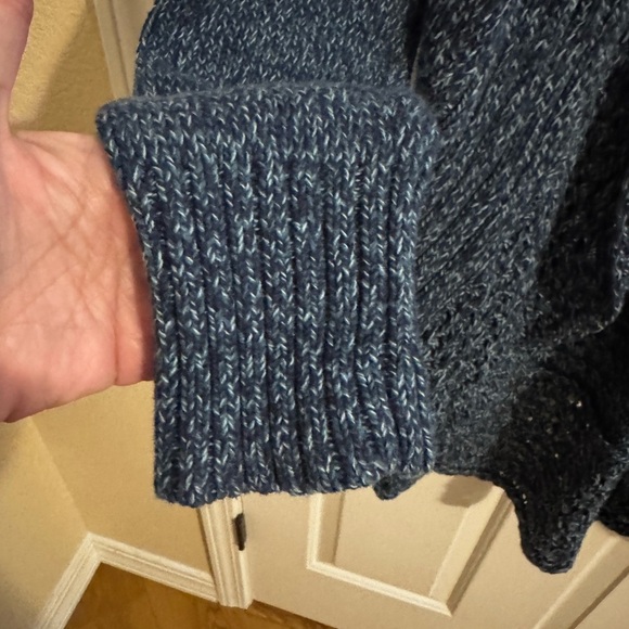 Eddie Bauer Open Front Two Tone Blue Knit Cardigan Sweater Size XL - Picture 3 of 10